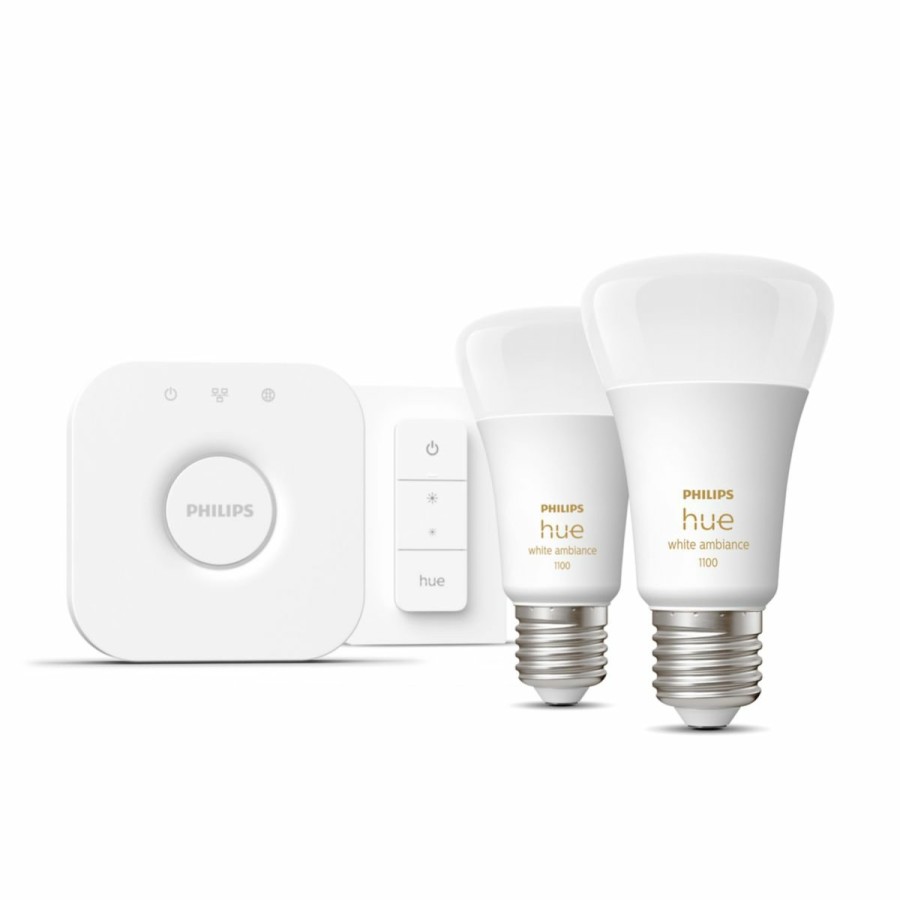 Slimme Verlichting Philips Hue | Starterkit: 2 E27 Slimme Lampen (1100) + Dimmer Switch