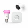 Slimme Verlichting Philips Hue | Bundel: Secure Bedrade Camera + White And Color Ambiance E27 Lamp + Bridge