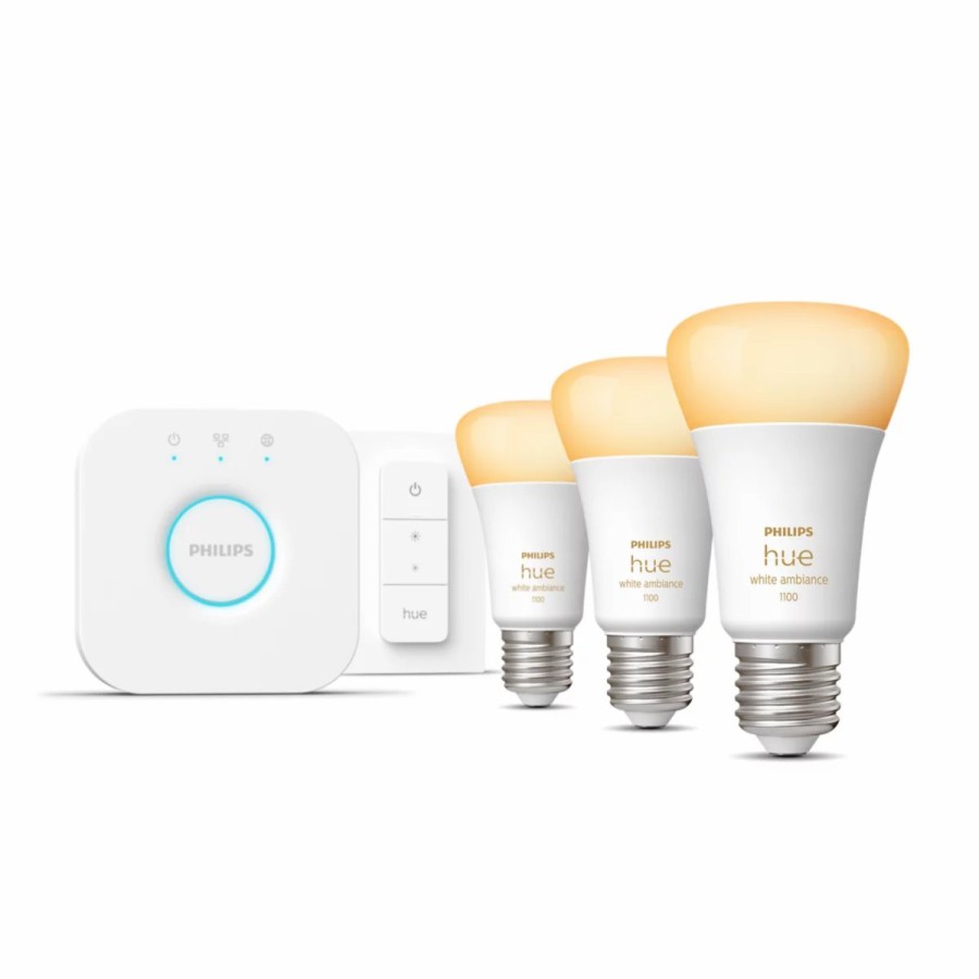 Slimme Verlichting Philips Hue | Starterkit: 3 E27 Slimme Lampen (1100) + Dimmer Switch