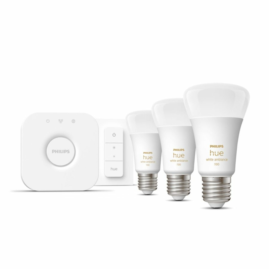 Slimme Verlichting Philips Hue | Starterkit: 3 E27 Slimme Lampen (1100) + Dimmer Switch