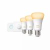 Slimme Verlichting Philips Hue | Starterkit: 3 E27 Slimme Lampen (1100) + Smart Button