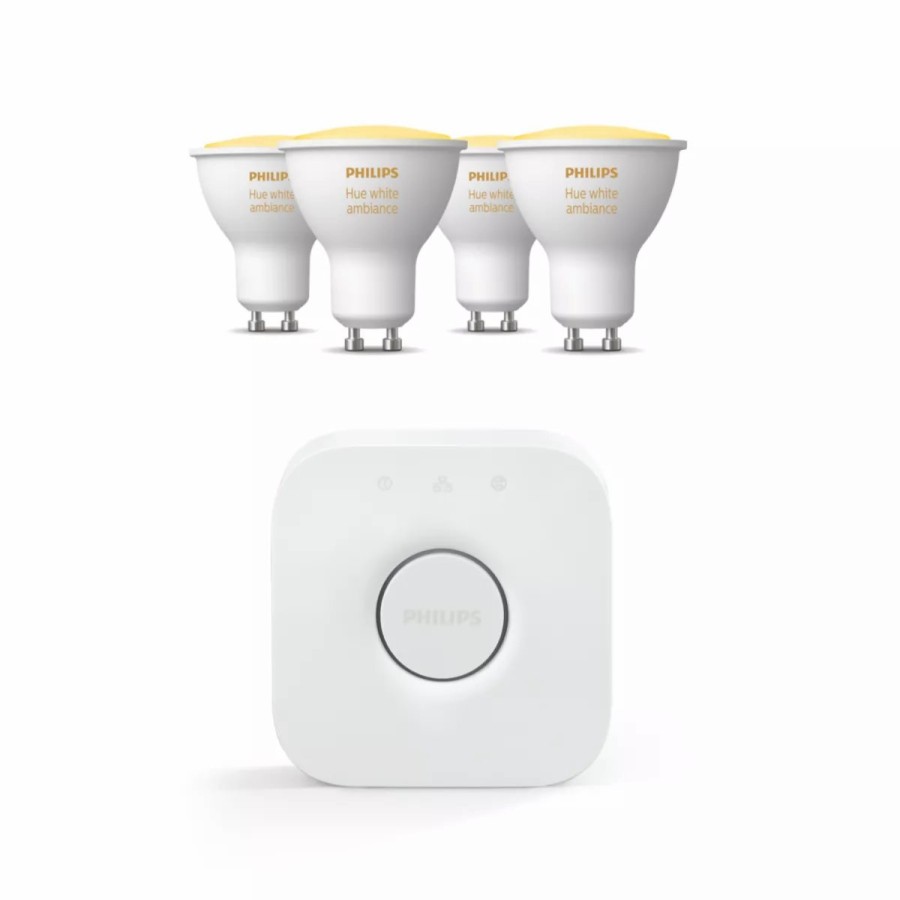 Slimme Verlichting Philips Hue | Bundel: 4X White Ambiance Gu10 + Hue Bridge