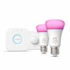 Slimme Verlichting Philips Hue | Starterkit: 2 E27 Slimme Lampen (1100) + Smart Button