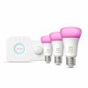 Slimme Verlichting Philips Hue | Starterkit: 3 E27 Slimme Lampen (1100) + Smart Button