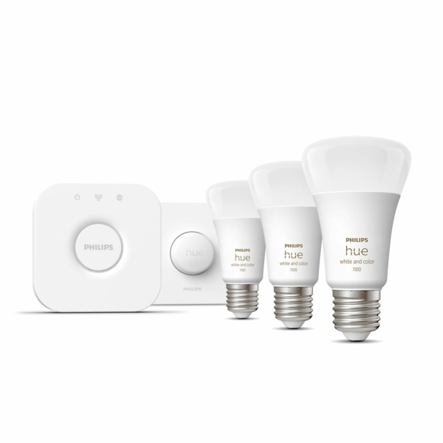 Slimme Verlichting Philips Hue | Starterkit: 3 E27 Slimme Lampen (1100) + Smart Button