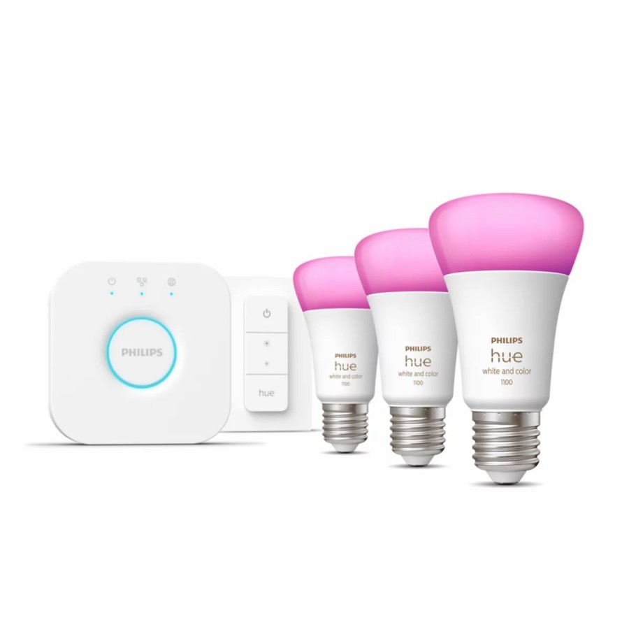 Slimme Verlichting Philips Hue | Starterkit: 3 E27 Slimme Lampen (1100) + Dimmer Switch