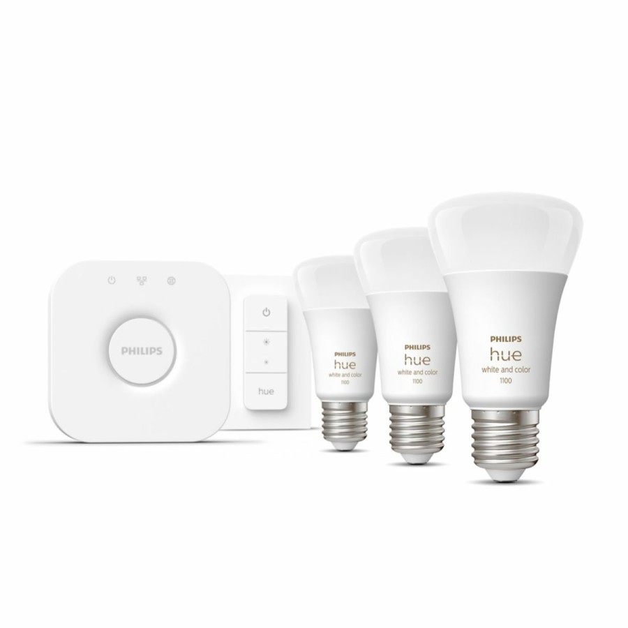 Slimme Verlichting Philips Hue | Starterkit: 3 E27 Slimme Lampen (1100) + Dimmer Switch